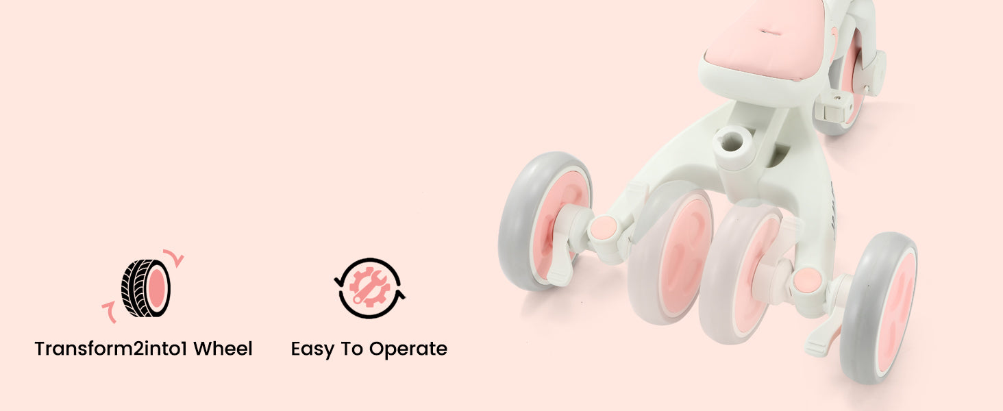 JMMD toddler tricycle shock-absorbing wheels for smooth riding