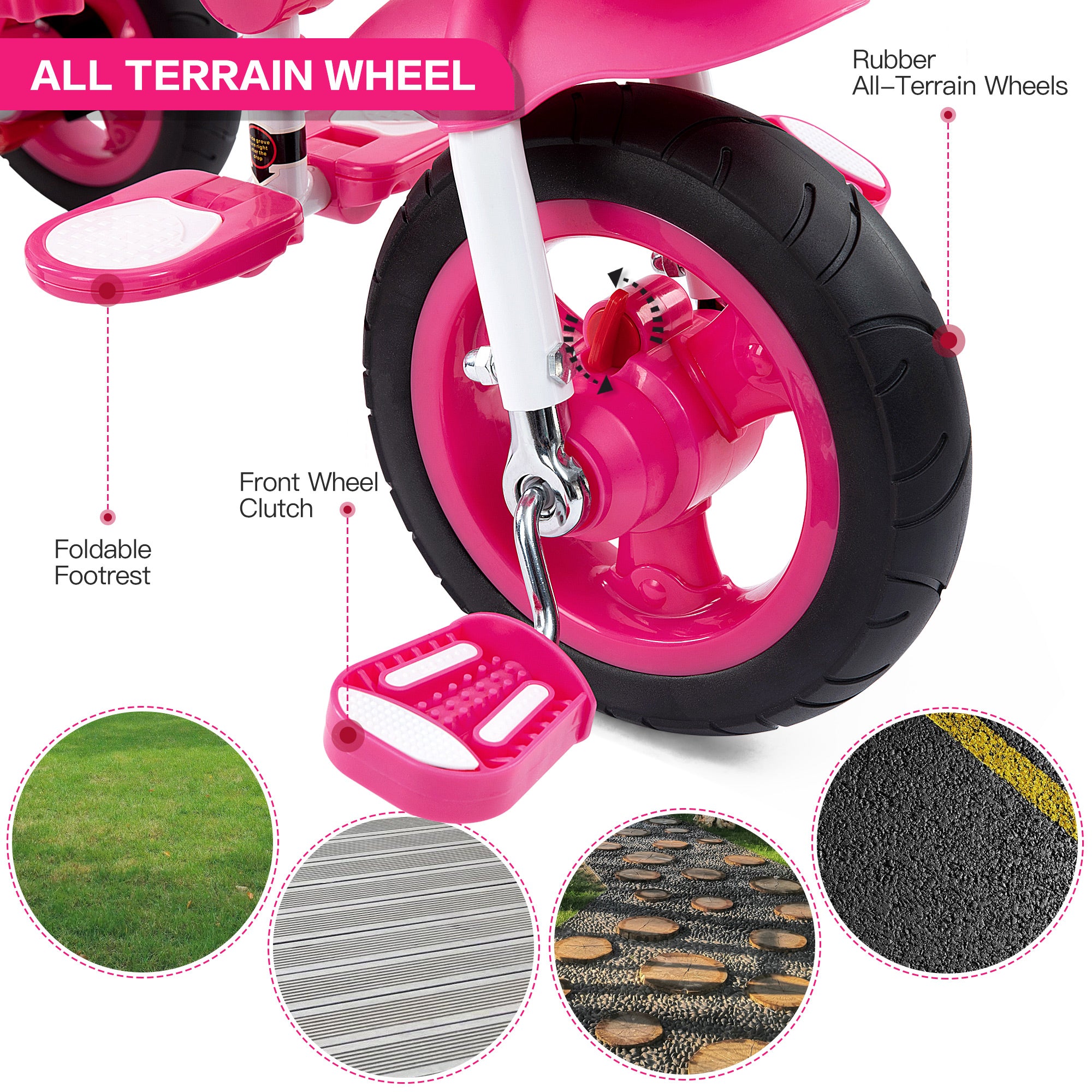 JMMD B31 toddler tricycle with rubber all terrain wheels for smooth riding