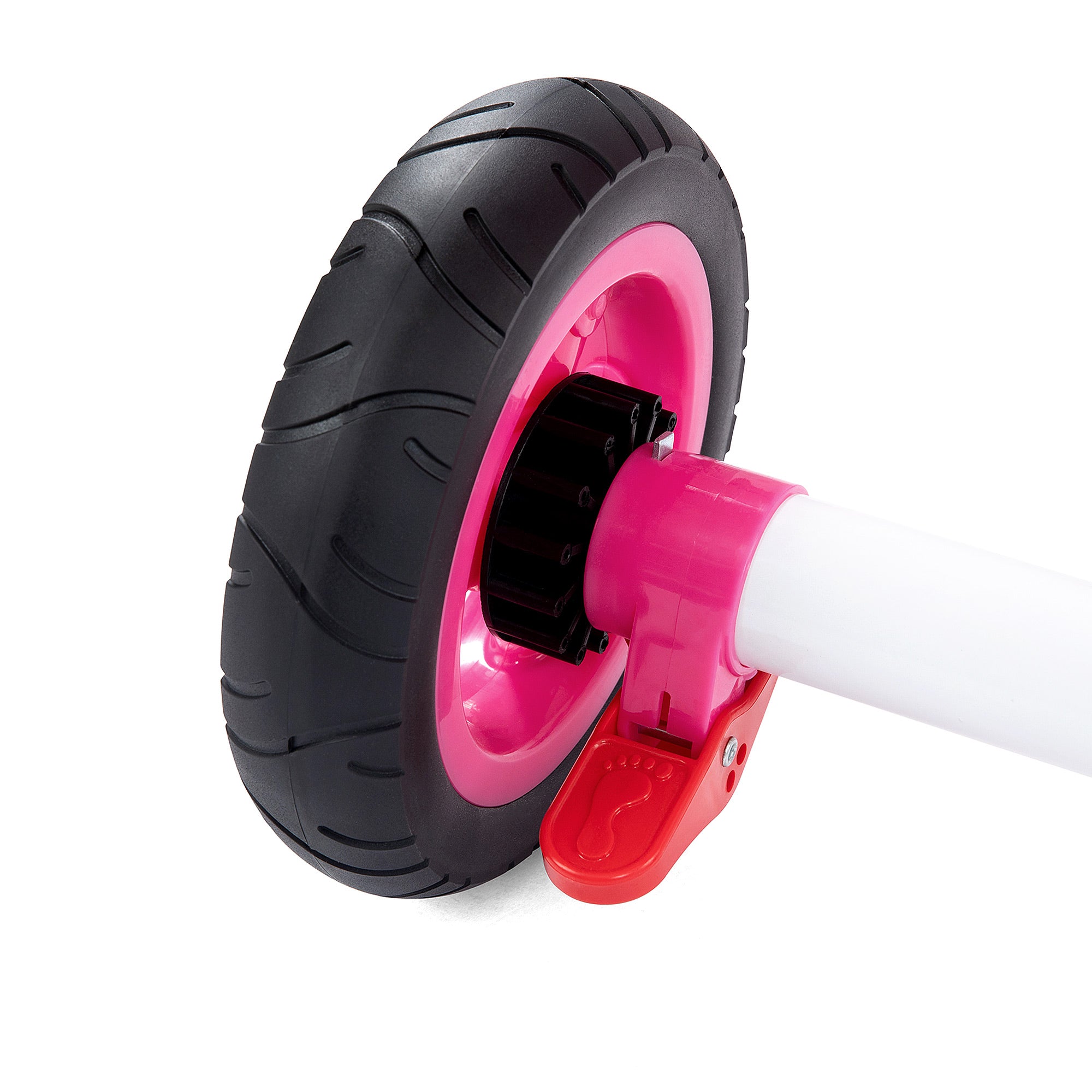 Pedal lock system and rear wheel detail on JMMD B31 toddler tricycle
