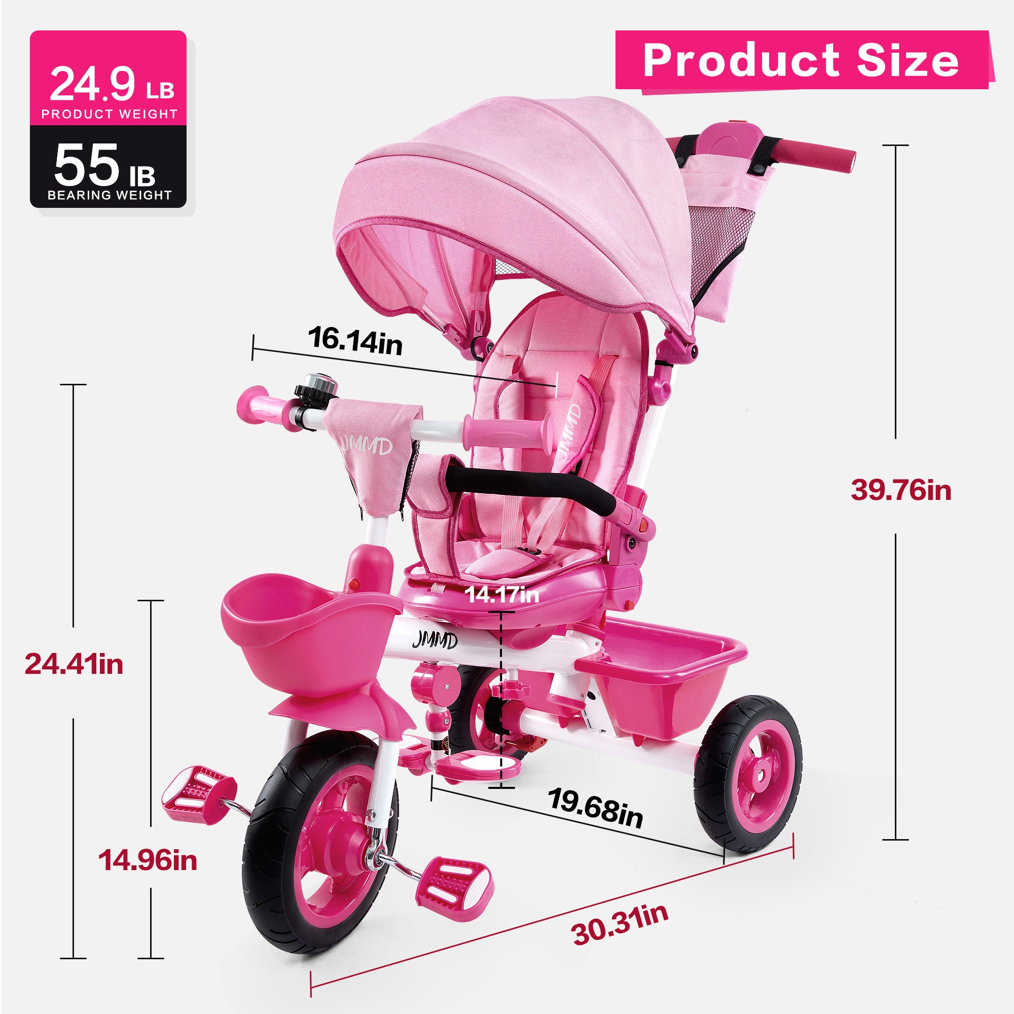 JMMD B31 toddler tricycle dimensions and weight capacity