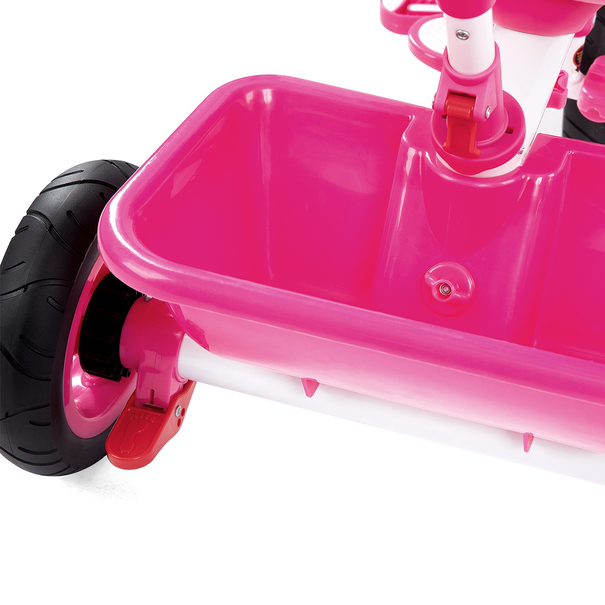 Rear storage basket on JMMD B31 toddler tricycle for carrying essentials