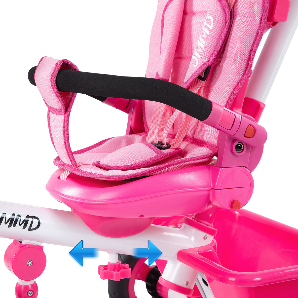 JMMD B31 starter trike sliding safety seat and guardrail detail