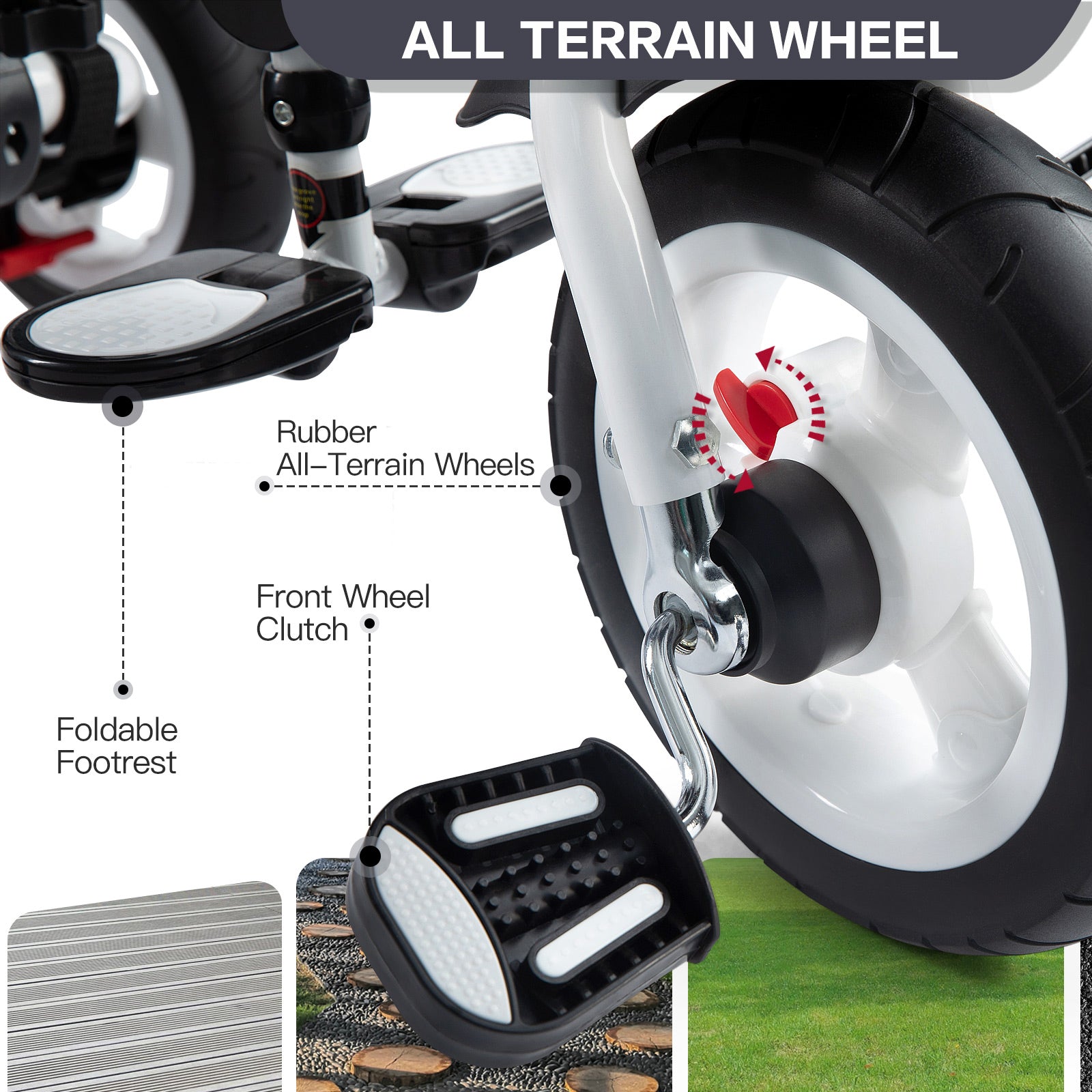 JMMD B56 toddler tricycle with airless all terrain wheels and shock absorbing design