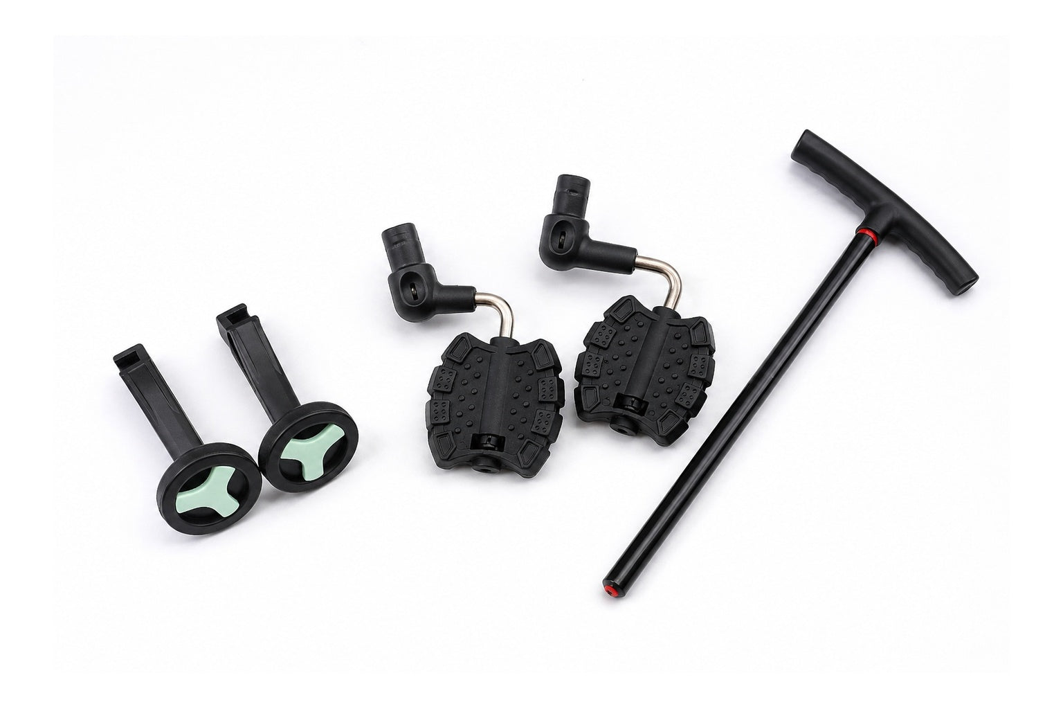 JMMD kids bike accessories set with pedals, training wheels, and push handle on a white studio background