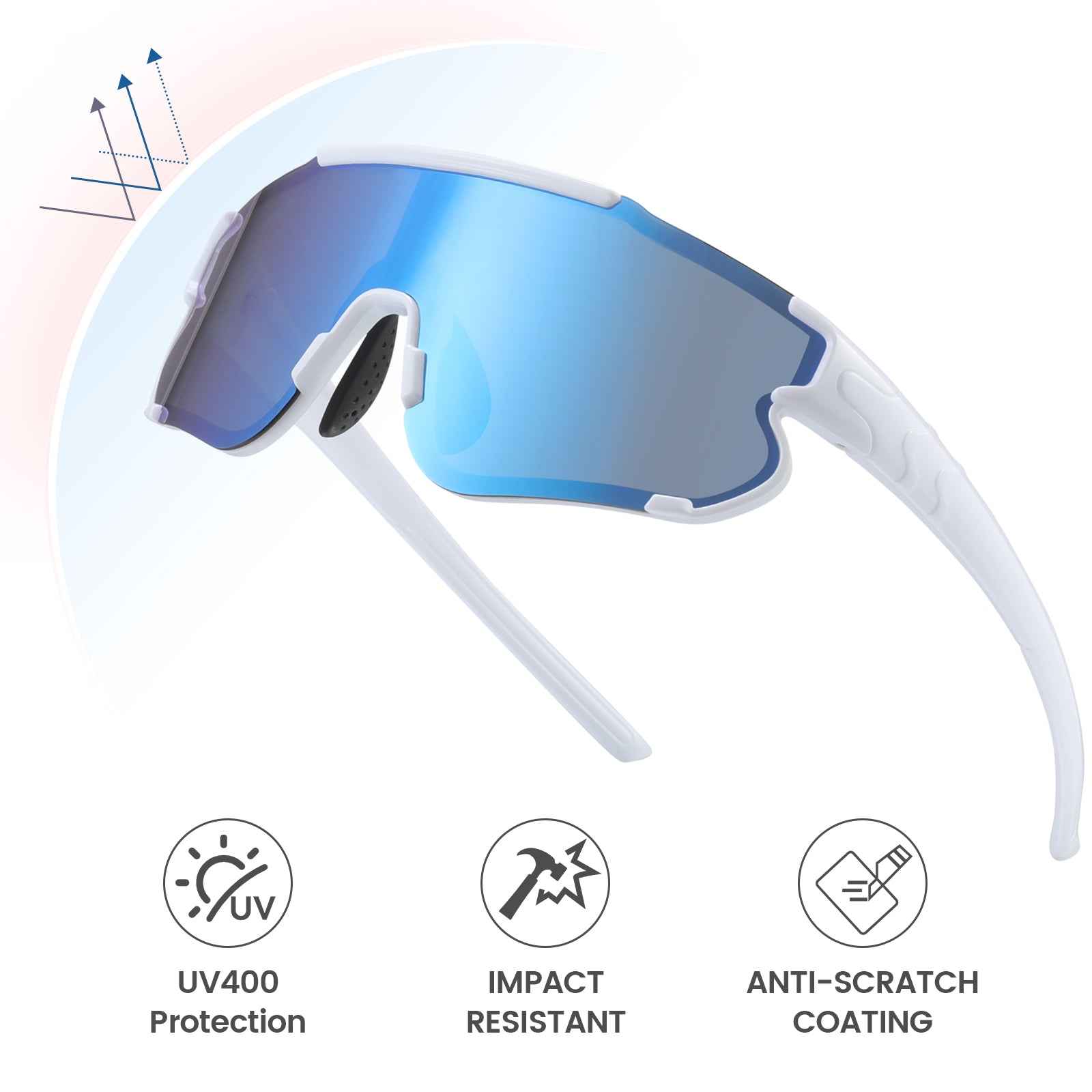 #color_black JMMD Kids Sports Helmet Set in Black showing kids sports sunglasses with UV400 protection, impact-resistant lenses, and anti-scratch coating