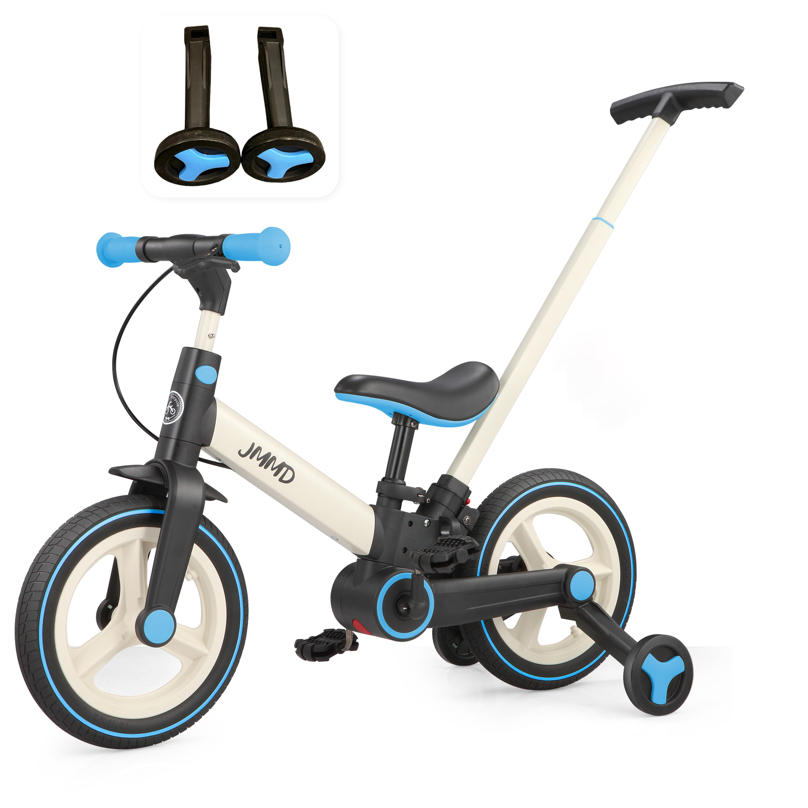 #color_cream-sky-blue JMMD S900 6-in-1 toddler bike in cream and sky blue with matching training wheels
