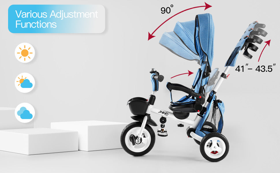 Adjustable push handle and flexible setup for parent control