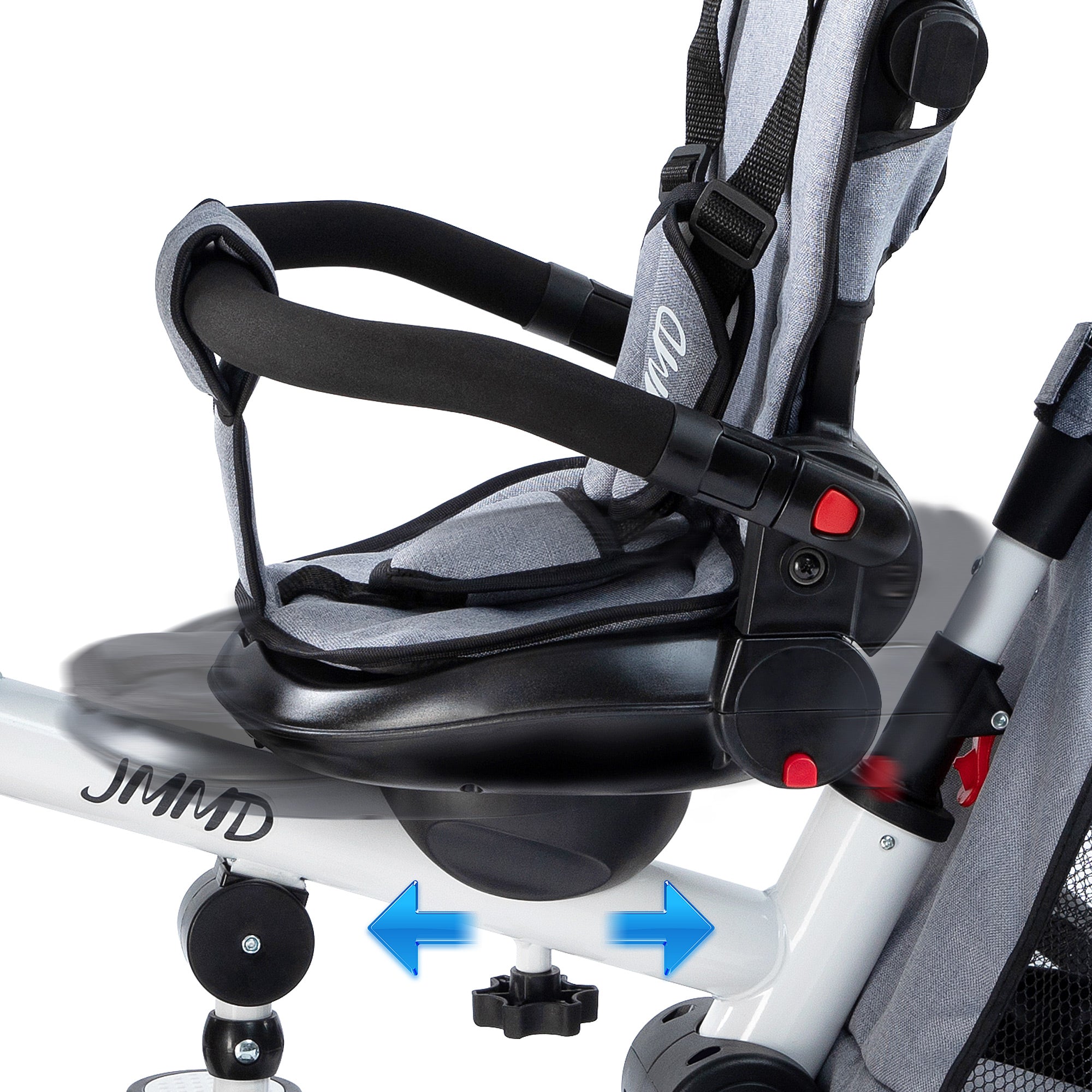 Adjustable sliding seat on toddler tricycle for growing children